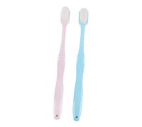SHERCHPRY 2 pièces Brosse Dents Souple Design Doux pour Nettoyage Oral Tête Compacte Massage Gencives Ergonomique Cadeau Rose et Bleu