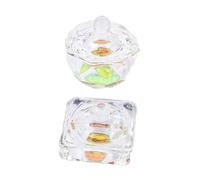 SHERCHPRY 2 pièces Nail Art Crystal Cups With Lid For Acrylic Liquid And Powder Mixing Practical DIY Nail Liquid Containers For Professional And Home Use