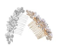 SHERCHPRY 2 Pièces Peigne à Cheveux de Mariée avec Perles et Strass Accessoire Léger et Confortable pour Coiffures de Mariage Combinaisons Latérales Adaptées à Toutes Longueurs de Cheveux