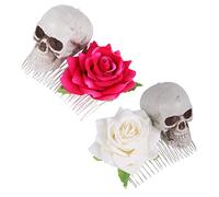 SHERCHPRY 2 pièces Peigne Cheveux Décoratif Halloween Épingles Squelette Rose Accessoire Coiffure Fête et Cosplay