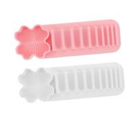 SHERCHPRY 2 Pièces Silicone Makeup Brush Organizer Rack With Suction Cup Wall-mount Drying Stand And Cleaning Mat For Space-saving Storage And Brush Protection