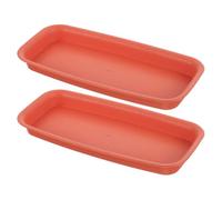 SHERCHPRY 2 Pièces Soucoupe Rectangulaire en Plastique Orange pour Pot de Fleurs et Plantes, Plateau Anti-Fuite pour Jardin et Extérieur, Protège Sols en Retenant Eau et Terre