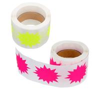 SHERCHPRY 2 Rouleaux Étiquettes de Prix Autocollantes Fluorescentes 2 Pouces D’éclatement, Papier Fluorescent Rose et Jaune, Adhésif Puissant, Écriture Facile pour Magasin de Détail