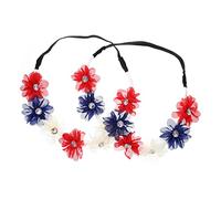 SHERCHPRY 2pcs Bandeaux à Fleurs Élastiques pour Fête Patriotique du 4 Juillet, Design Floral Élégant en Tissu Confortable, Taille Unique Adaptée la Plupart