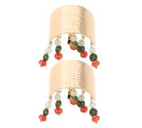 SHERCHPRY 2pièces Barrette à Boucle avec Pompon et Perles de Verre pour Queue de Cheval Style Chinois et Bohème Accessoires de Coiffure Décoratifs