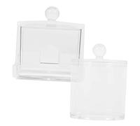 SHERCHPRY 2Pièces Boîte de Rangement à Coton Transparent Conteneur Empilable Couvercle pour Cosmétiques et Accessoires Rangement Pratique Domicile