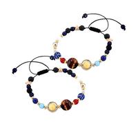 SHERCHPRY 2pièces Bracelet Perles Thématique Univers De Bracelet Solaire Avec Planètes Fait Main Pour Femmes Détente Et Style Élégant