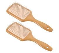 SHERCHPRY 2pièces Brosse Démêlante Pour Hommes Et Femmes Peigne Lissant Avec Picots Acier Inoxydable Manche Ergonomique Bambou Pour Massage Démêlage Et Soin Sans Dégâts