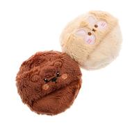 SHERCHPRY 2pièces Houppette Peluche Longue Pour Maquillage Applicateur De Fond De Teint Vintage Et Éponge Douce Pour Poudres Et Blush Ours Lièvre