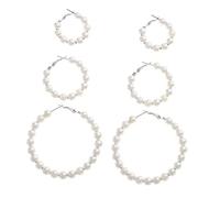 SHERCHPRY 3 paires Boucles Oreilles Pendantes Perles Arrondis pour Femmes avec Clous Oreilles Élégantes et pour Offrir Anniversaire pour Fêtes