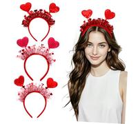 SHERCHPRY 3 Pièces Bandeau Saint-Valentin bandeau de la Saint-Valentin coeur saint valentin cupidon bandeau femmes coiffe de Saint-Valentin pour adultes bandeaux bopper valentine en tissu