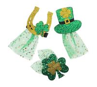 SHERCHPRY 3 Pièces Épingles à Cheveux Irlandaises Pince Cheveux Pinces à Cheveux Pour Femmes Accessoires De Cheveux Trèfle Accessoires De Cheveux De Fête Irlandaise Paillettes