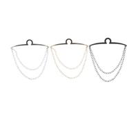 SHERCHPRY 3 Pièces Lot de 3 Pinces à Cravate pour Homme en Cuivre avec Double Chaîne de U, Couleurs Argenté, Doré et Noir, Accessoires de Costume Élégants pour Mariage, Réunions D'affaires