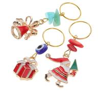 SHERCHPRY 3 Pièces Pendentif pendentif de perruque charmes de verre à vin de Noël charme de la nativité embellissements de scrapbooking de Noël charmes de bijoux de noël porte-clés alliage