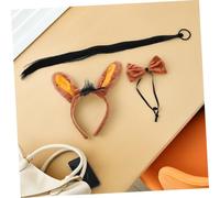 SHERCHPRY 3 Pièces Set de Déguisement Âne Halloween avec Oreilles Réalistes Queue et Nœud Costume Animalier pour Fête Scène et Cosplay Garçon Fille et Adultes