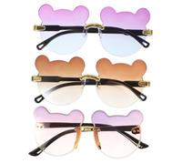 SHERCHPRY 3 Pièces Suite Des Lunettes De Soleil Ours Lunettes De Soleil En Forme D'ours Polarisé Lunettes De Soleil De Fête Luau Dessin Animé Plage Dirigé Années 90 Uv Pc Couleur Aléatoire