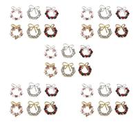 SHERCHPRY 30pièces Décorations pour Ongles de Noël Strass Forme de Couronne Nœuds de Noël Clous Métalliques pour Nail Art Accessoires de Fête Mignons