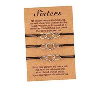 SHERCHPRY 3pièces Bracelets Amitié Cœur Creux Acier Inoxydable Pour Femmes Tressé Fait Main Élégant Cadeau Pour Meilleure Amie Ou Sœur