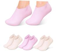 SHERCHPRY 4 Chaussettes Hydratantes Silicone Roses Chair Chaussettes de Beauté pour Soins des pour Hommes et Femmes Améliorent la Peau Sèche et Craquelée