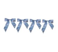 SHERCHPRY 4 Pièces Broche Nœud Vintage Denim Bleu avec et Perles pour Femmes Accessoire Élégant pour Vêtements et Costumes