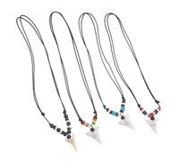 SHERCHPRY 4 Pièces Collier Dent de Requin Réglable pour Hommes et Femmes Plage Hawaïen Style Surfeur Pendentif Animal Marin pour Souvenirs