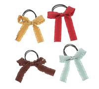 SHERCHPRY 4 pièces Élastiques Cheveux Doux Lot de Bande Élastique pour Queue de Cheval Accessoires Cheveux Fille Rouge Brique Café Gingembre et Jeune Herbe