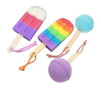 SHERCHPRY 4 pièces Éponge de Bain Exfoliante Colorée Forme Originale Mousse Douce et Absorbante pour Garçon Fille et Adultes Nettoyage Profond et Mousse Riche Accessoire Couleur Aléatoire