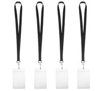 SHERCHPRY 4 Porte-Cartes D’Identité Étanches Lanières Noires Pochettes Transparentes Rigides Universelles pour Badges et Cartes de Travail Accessoires Pratiques pour Employés Étudiants