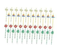 SHERCHPRY 40 pièces Paille Papier Tropicale Assortiment de Paille Décorative Papier pour Fête Hawaïenne et pour Cocktails et Boissons Estivales