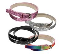 SHERCHPRY 4pièces Ceinture Garçon Fille Cuir Pu Pour De Ceintures Colorées Arc-ciel Paillettes Rose Paillettes Noir Pour Jeans Et Robes Accessoire Mode Pour Garçon