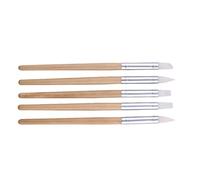 SHERCHPRY 5 Pièces Outils de Poterie en Silicone et Bois pour Sculpture | Embouts Souples, Poignées Lisses, Angles Arrondis, Lissage Précis, Rangement Facile, pour Argile Polymère, Fondant