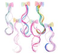 SHERCHPRY 6 pièces Extensions Cheveux Colorées Garçon Fille avec Pince Nœud Clips Tresses Licorne pour Filles Accessoires Cheveux Sûrs et Faciles à Coiffer