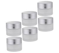 SHERCHPRY 6 pièces Flacons Verre Mat pour Crème Cosmétique avec Couvercle Argenté Bouteilles Réutilisables Étanches et Portables pour Lotion et Onguent Voyage et Usage
