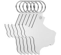 SHERCHPRY 6 Pièces Porte-clés Sublimé Carte Blanche DIY et Décoration | Porte-clés Vierges en Panneau de Densité, Anneau, Transfert Thermique, Blanc, pour Création Artisanale