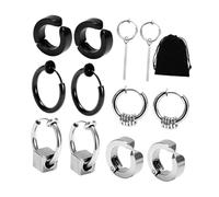 SHERCHPRY 6paires Lot De Boucles Oreilles Clip Homme Acier Inoxydable Décoration Sans Piercing