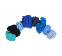 SHERCHPRY 8 Pièces Mèches de Laine Cardée Bleu 10 G X 8 Pièces pour Feutrage à L'Aiguille Kit DIY Loisirs Créatifs, Filage et Tissage, Laine Douce et Résistante pour Travaux Manuels