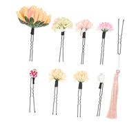 SHERCHPRY 9 pièces Kimono Hair Stick Set With Cloth Flower And Tassel Japanese Style Hairpin For Women Durable And Delicate Hair Decoration
