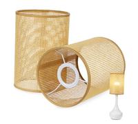 SHERCHPRY Abat-jour Rotin Tissé 2pcs E14/E27 pour Lampadaire, Trou 42mm, Léger pour Chambre et Hôtel