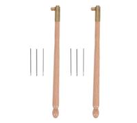 SHERCHPRY Aiguilles à Broder Perler en Acier Inoxydable avec Manche en Bois de Hêtre - Kit 2 Pièces pour Broderie au Tambour Couture de Sequins et Perles - Outils Polyvalents pour Loisirs