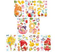 SHERCHPRY Autocollants d'Été pour Fenêtres en Verre Décoration Hawaïenne Gnomes Lot de 9 Pièces 20X30 CM Autocollants Statiques pour Vitrine et Fête Estivale