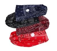 SHERCHPRY Bandeau avec Boutons pour Masque Facial Lot de 4 Élastiques Antidérapants Foulard pour Cheveux Modèle Imprimé Confortable