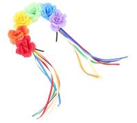 SHERCHPRY Bandeau Décoratif de Fierté Arc-en-ciel Fleurs Roses, Serrage-tête Léger et Souple, Accessoire Cheveux Femme pour Fêtes du Mois des Fiertés, Cosplay et Événements Lgbtq