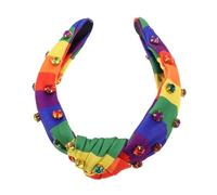 SHERCHPRY Bandeau Rayé Arc-en-ciel Noué avec Décorations Brillantes Accessoire pour Femmes et Hommes pour Festival