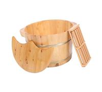 SHERCHPRY Bassine en Bois pour Bain de Pieds Grosse Taille Couvercle Isolation Thermique Massage Pointes pour Bureau Domicile Seniors Spa Pieds Fatigués