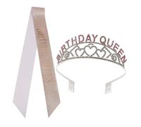 SHERCHPRY Birthday Queen Couronne et Écharpe Kit Daccessoires Danniversaire avec Bandeau Diadème Coloré et Sash pour Fête Décoration Originale pour