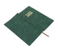 SHERCHPRY Bloc-Notes de Planification Quotidienne 2024 Agenda Portable 365 Jours Carnet de Notes en Simili Cuir Vert Foncé Cahier Multifonction pour Gestion du Temps Bureau et Voyage