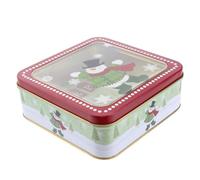 SHERCHPRY Boîte à Bonbons Carrée Transparente en Fer Blanc Coffret de Noël Décoratif Boîte de Rangement pour Friandises et Pâtisseries Emballage Présent pour Fête de Noël Matériau