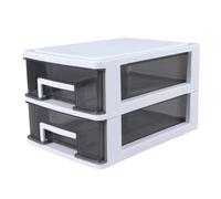 SHERCHPRY Boîte de Rangement à Tiroirs Plastique 2 Niveaux Moyen Format Transparente et Noire, Organisateur Porte-objets Divers pour Bureau et Salle D’étude, Rangement Cosmétique