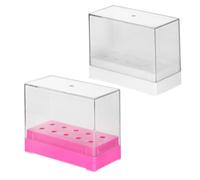 SHERCHPRY Boîte de Rangement pour Têtes de Polissage Ongles Lot 2 Pièces Plastique Blanc et Rose Fuchsia 10 Trous Organiseur Compact pour Manucure Professionnelle et Usage Personnel
