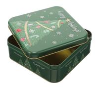 SHERCHPRY Boîte en Métal Verte pour Biscuits de Noël à Offrir, Boîte à Friandises Couvercle Hermétique, Format Moyen Décor Sapin, Coffret Présent Festif pour Fêtes de Fin D’année